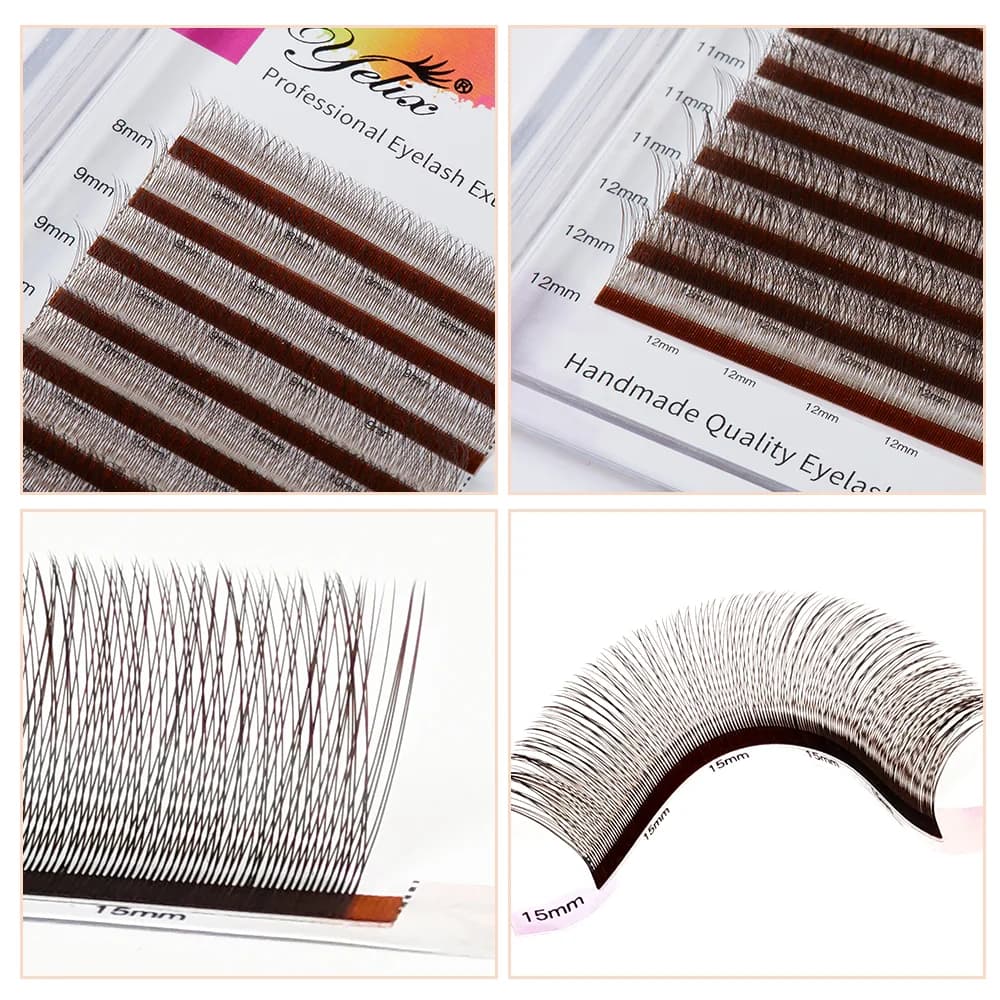 12 Rows 2D Y Black Brown Russian Volume Lashes
