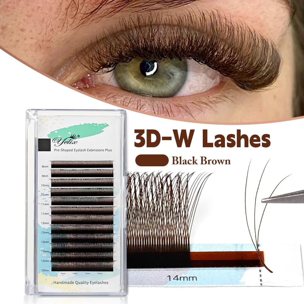 Black-Brown 3D Premade Volume Fan Eyelash Extensions