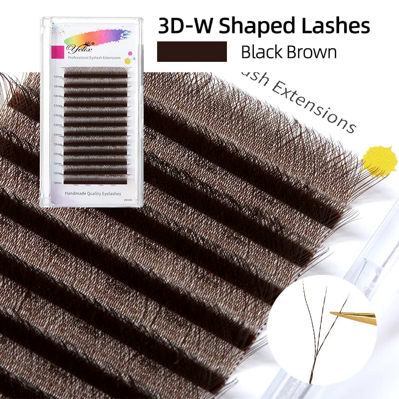 Brown W Shape 2D-5D Premade Fan Eyelash Extensions