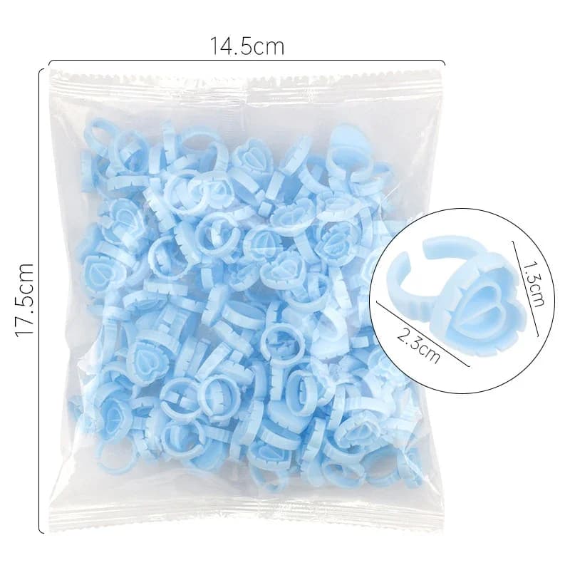 100 Pcs Disposable Glue Ring Holders for Lash Extensions
