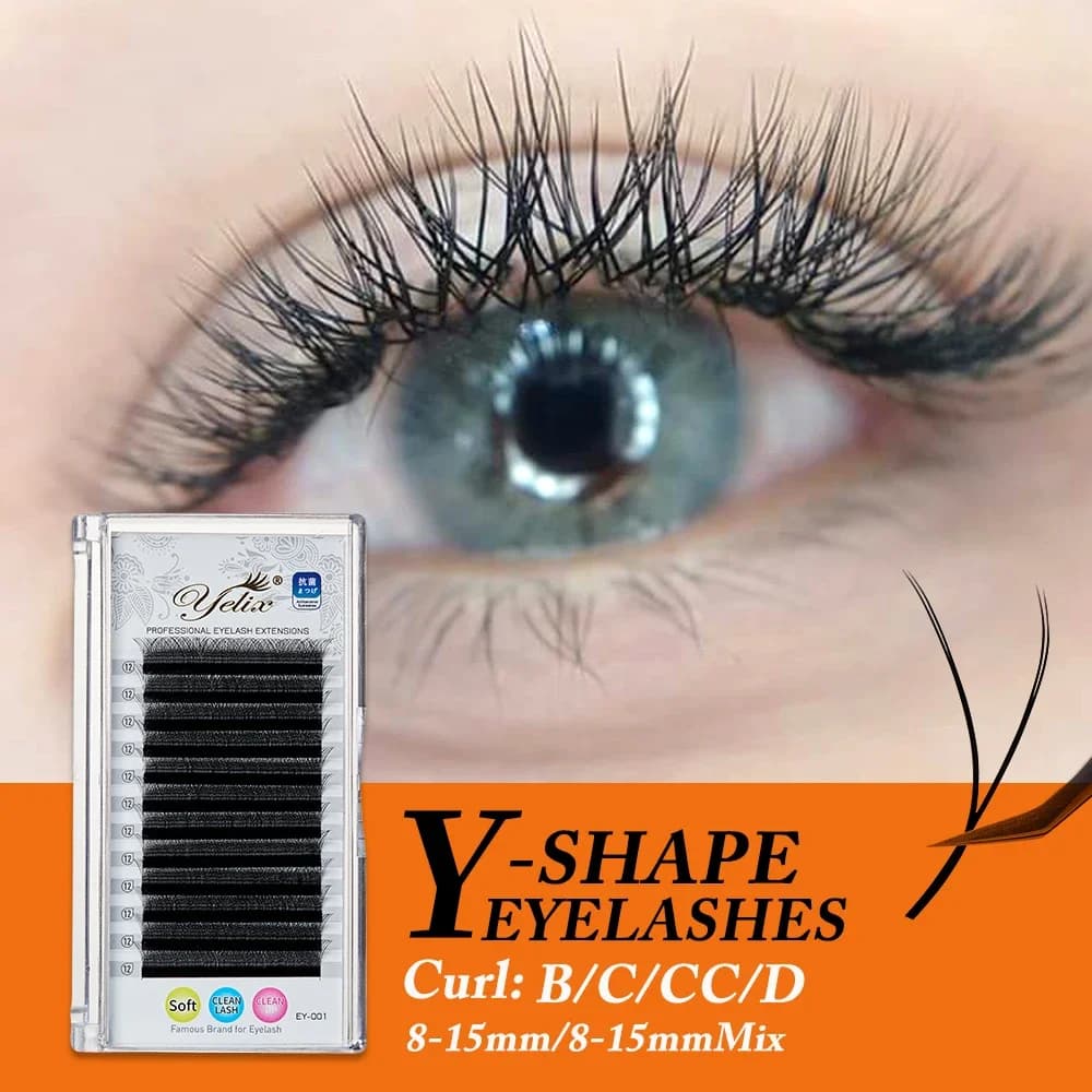 Y Shape YY Premade Fan Eyelash Extensions 0.03-0.07mm