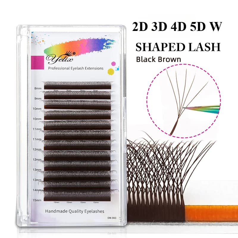 Brown W Shape 2D-5D Premade Fan Eyelash Extensions