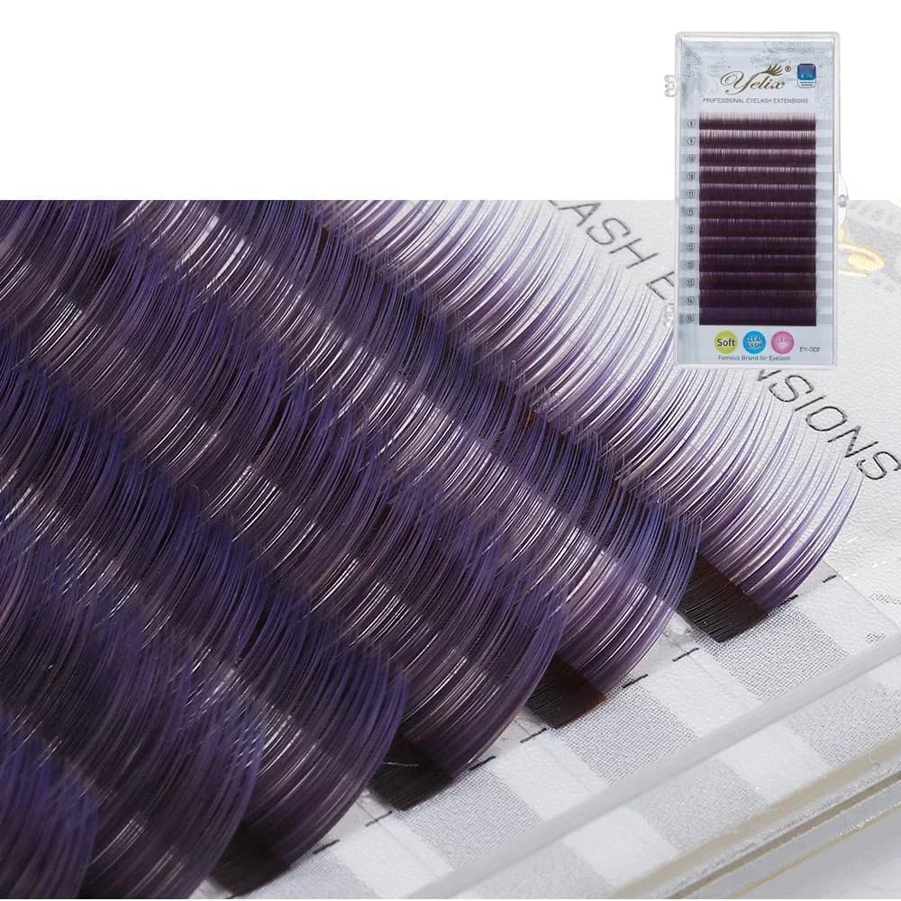 Gradient Blue Purple Brown Individual Lashes