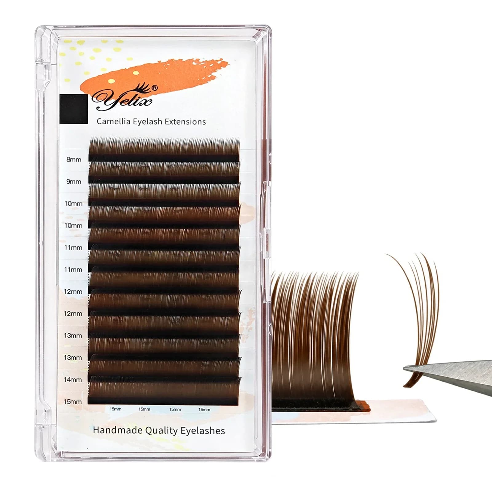 Dark Brown Camellia Individual Eyelash Extensions With Adhesive