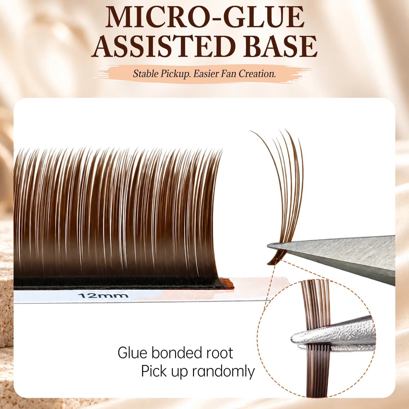 Dark Brown Camellia Individual Eyelash Extensions With Adhesive