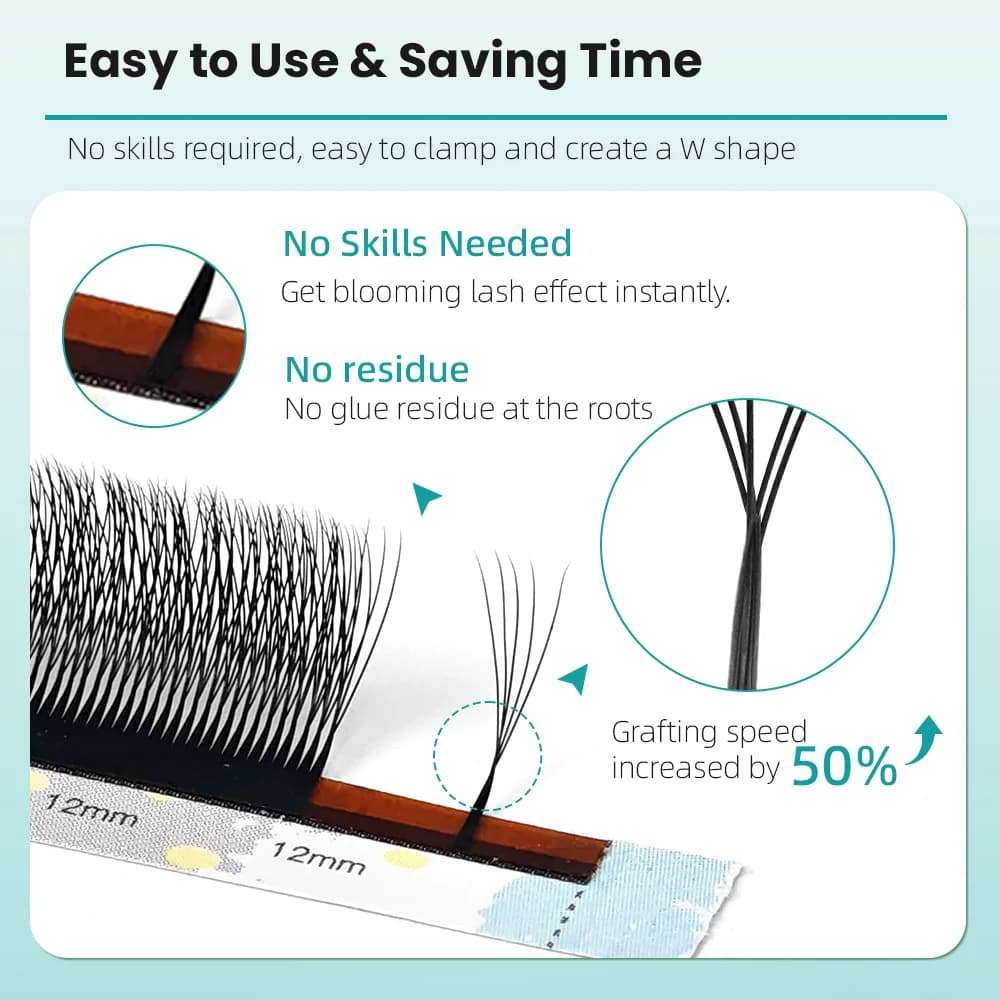 Narrow 3D/4D/5D W Shape Premade Fan Eyelashes