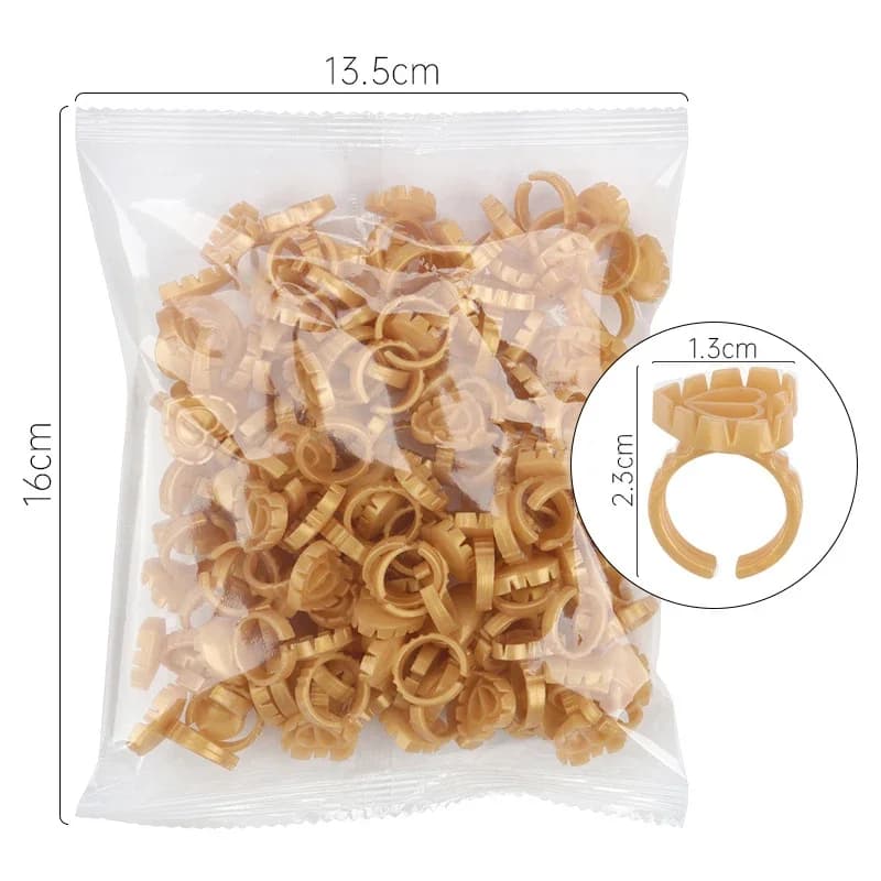 100 Pcs Disposable Glue Ring Holders for Lash Extensions