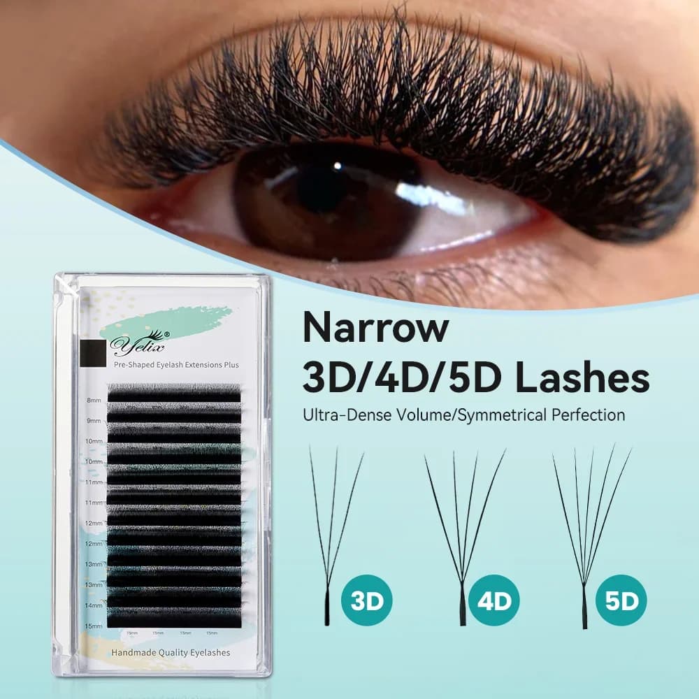 Narrow 3D/4D/5D W Shape Premade Fan Eyelashes