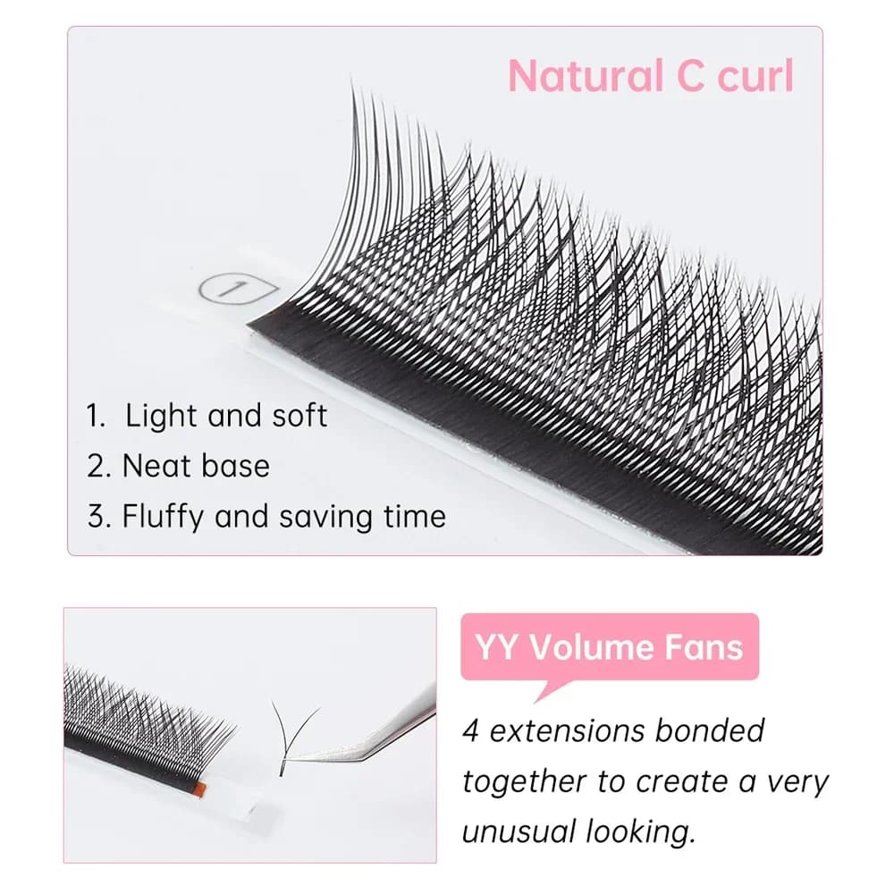 Y Shape YY Premade Fan Eyelash Extensions 0.05mm C Curl