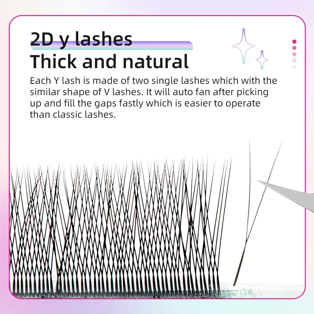 Single Tip 2D Y Shape Hand Woven Eyelash Extensions