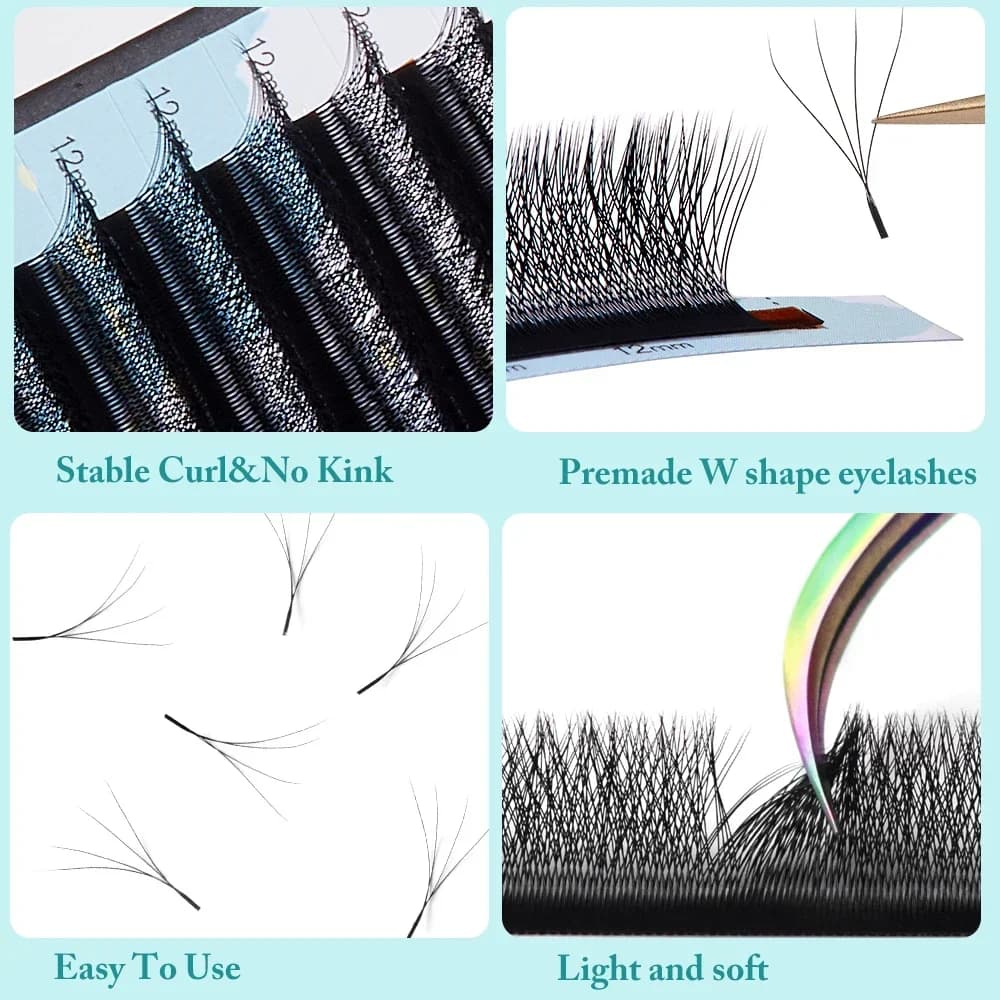 W Shape 4D Premade Fans 0.07mm D Curl