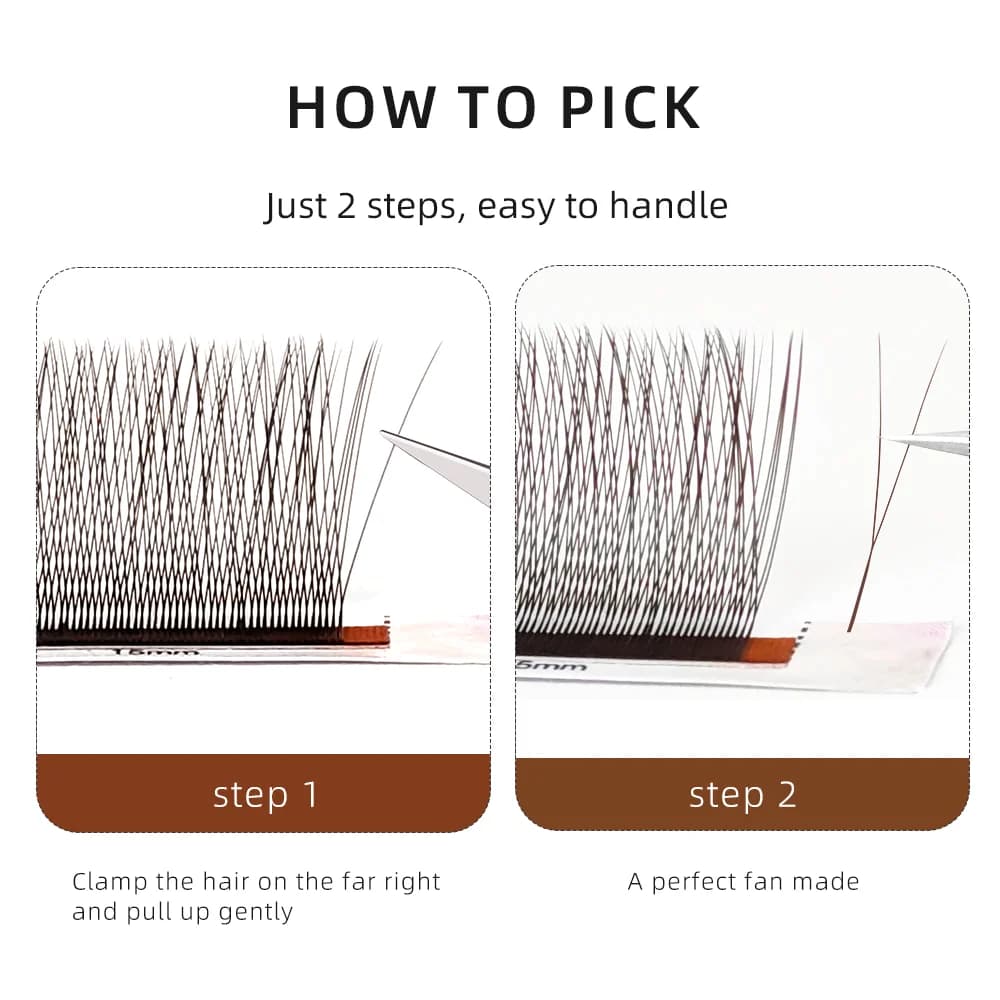12 Rows 2D Y Black Brown Russian Volume Lashes