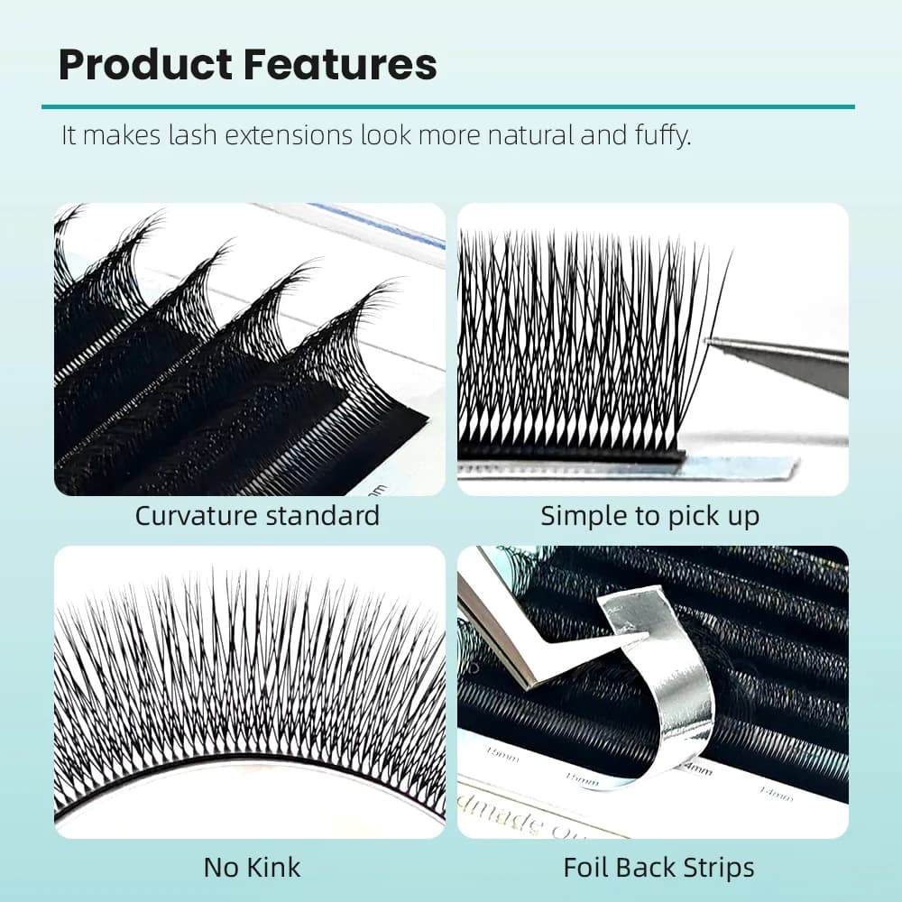 Narrow W-Shape Premade Volume Fan Eyelash Extensions, 2D-5D