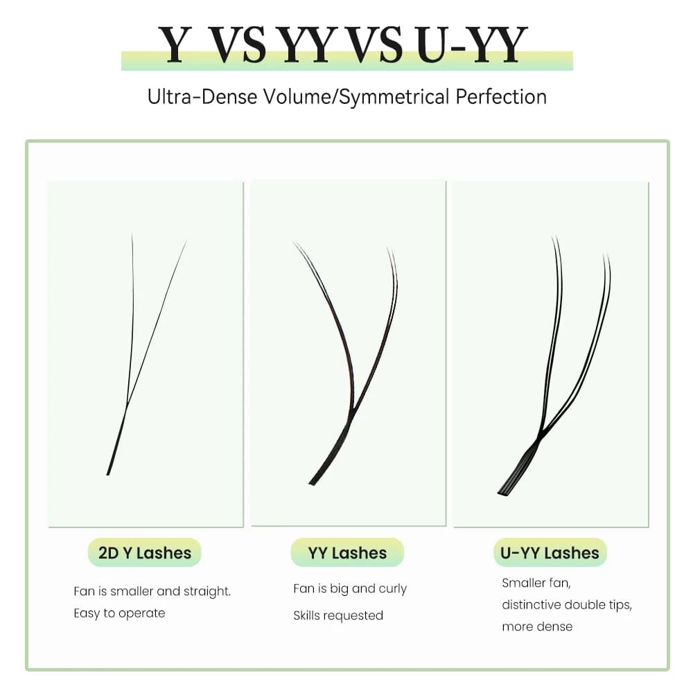 U-Shape YY Eyelash Extensions, Double Tip Premade Fans