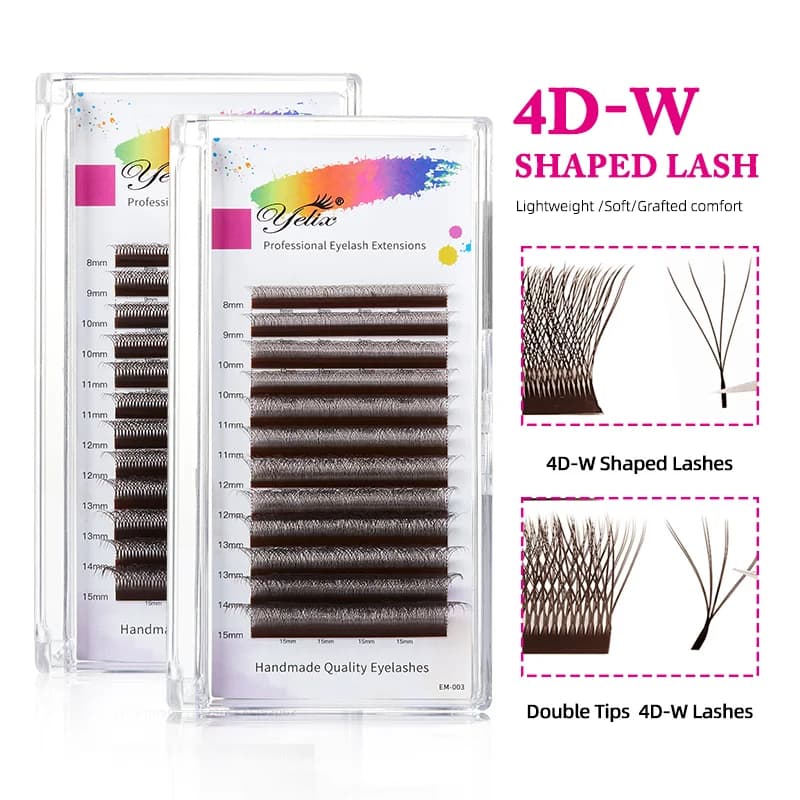 Black Brown 4D W Shaped Premade Volume Fans