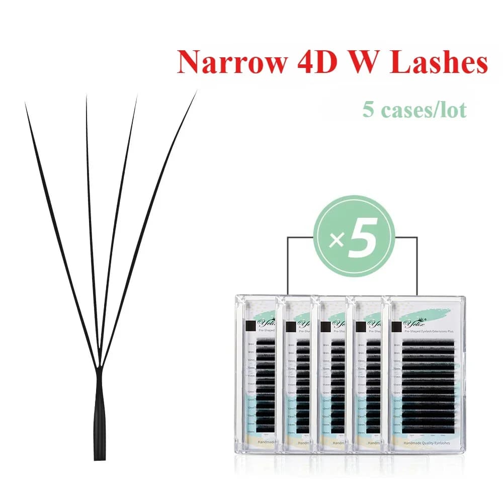 Narrow 4D W-Shape Eyelash Extensions, 5 Cases