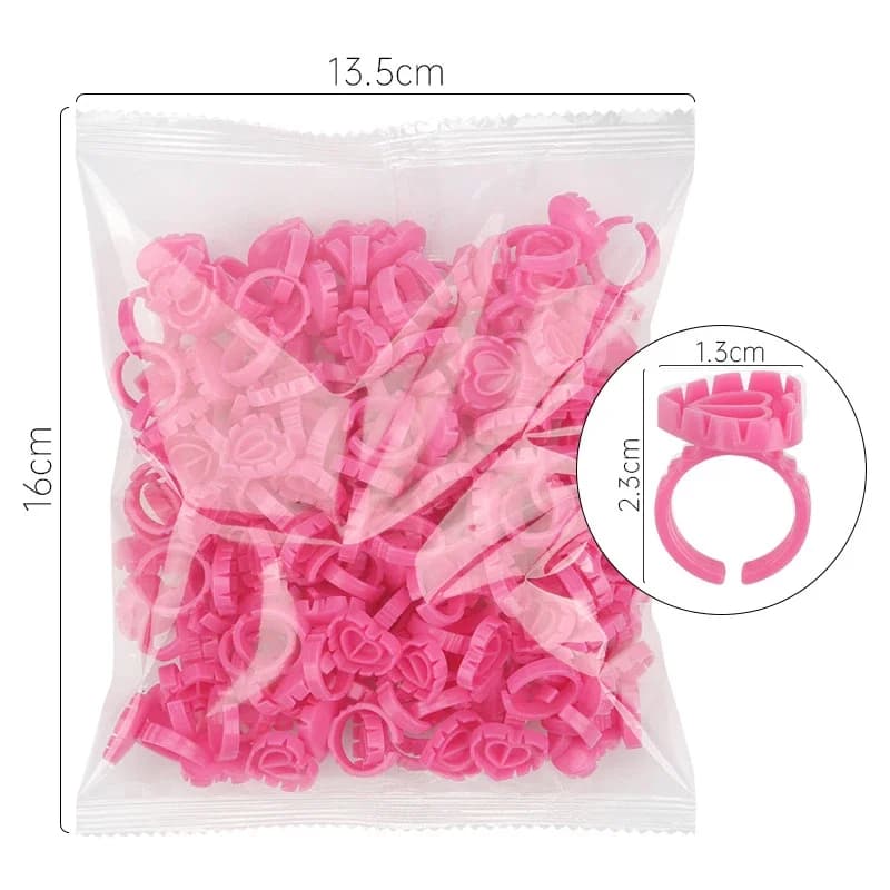 100 Pcs Disposable Glue Ring Holders for Lash Extensions