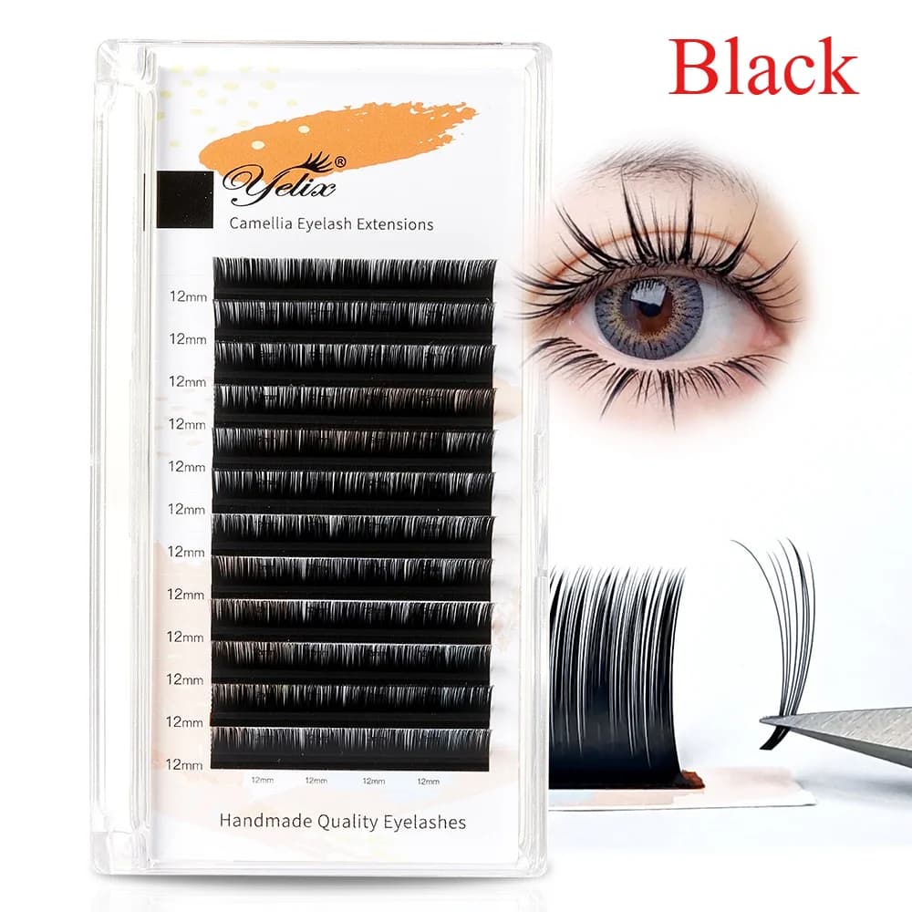 Dark Brown Camellia Individual Eyelash Extensions With Adhesive