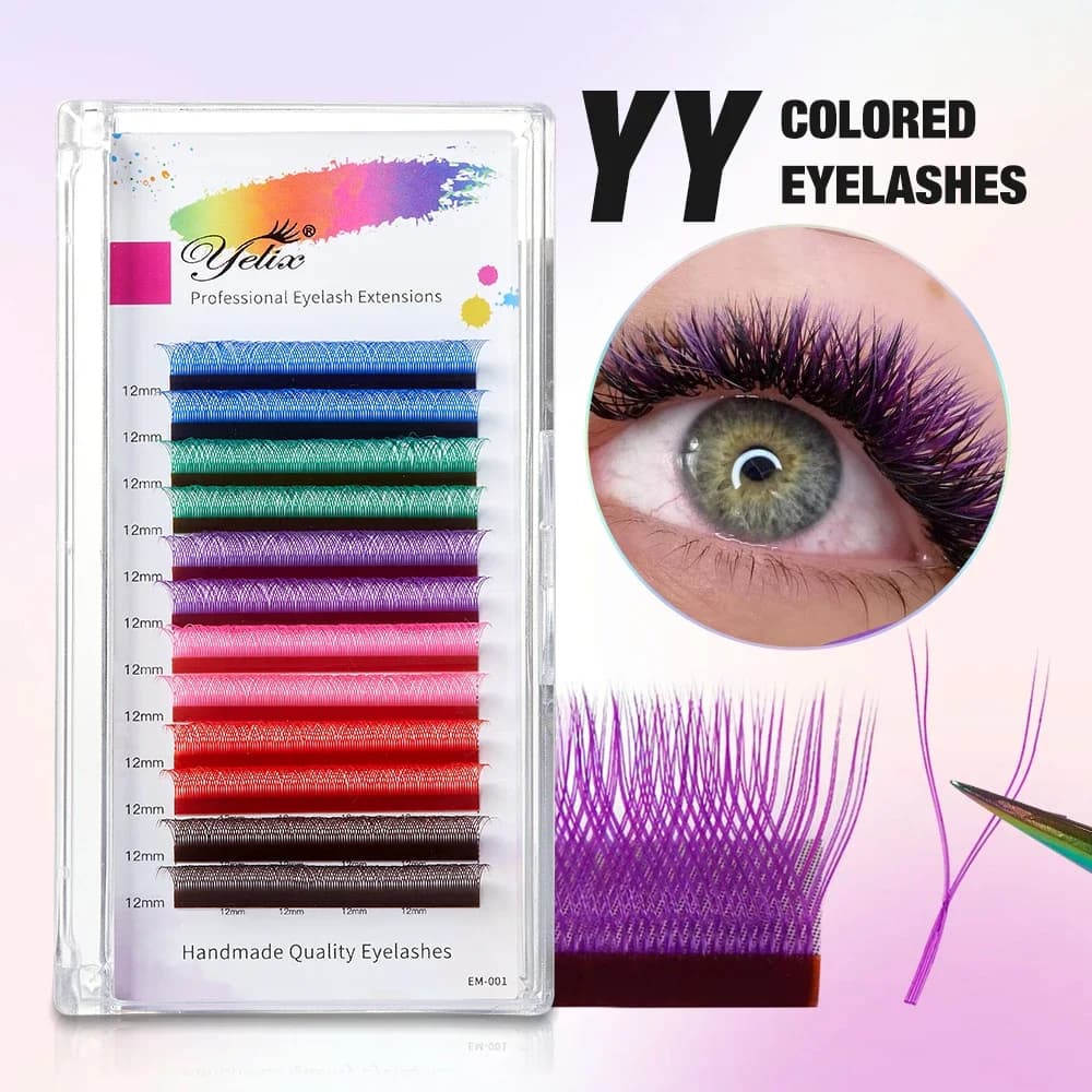 Dark Brown and Blue YY Volume Lashes Mix 8-12mm
