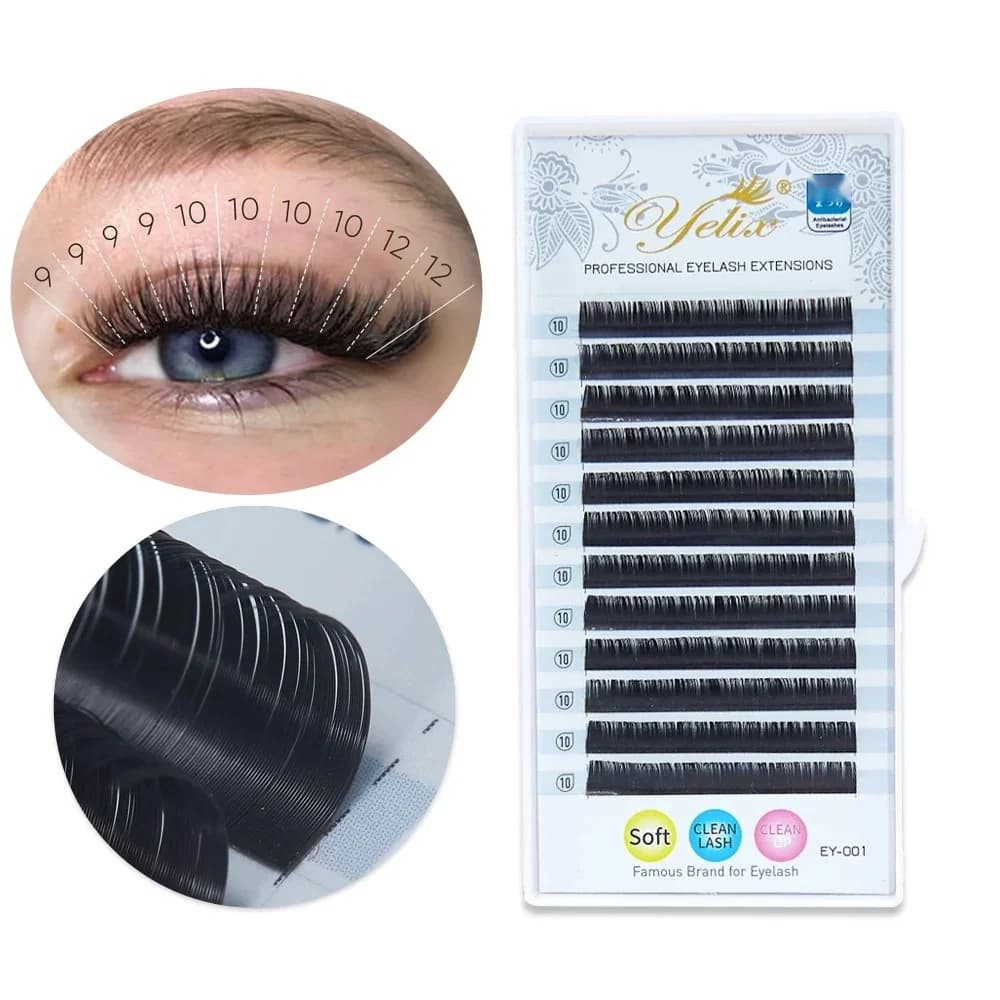 Soft Silk Individual Eyelash Extensions 12 Rows