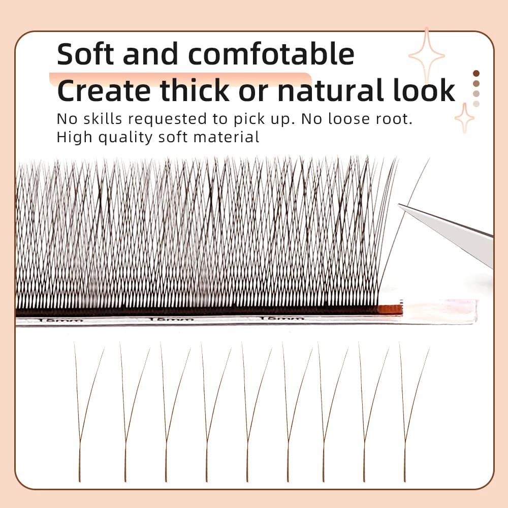 12 Rows 2D Y Black Brown Russian Volume Lashes