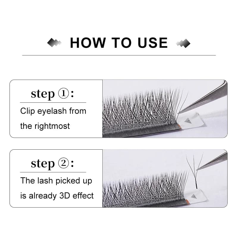 3D W Shape Premade Volume Fan Eyelash Clusters