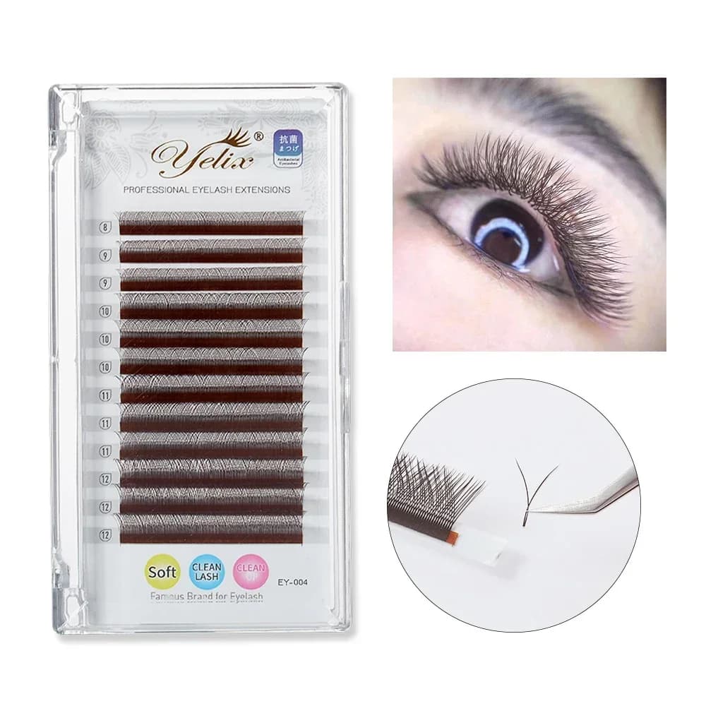 Brown Y Shape 0.05mm C Curl Individual Lashes