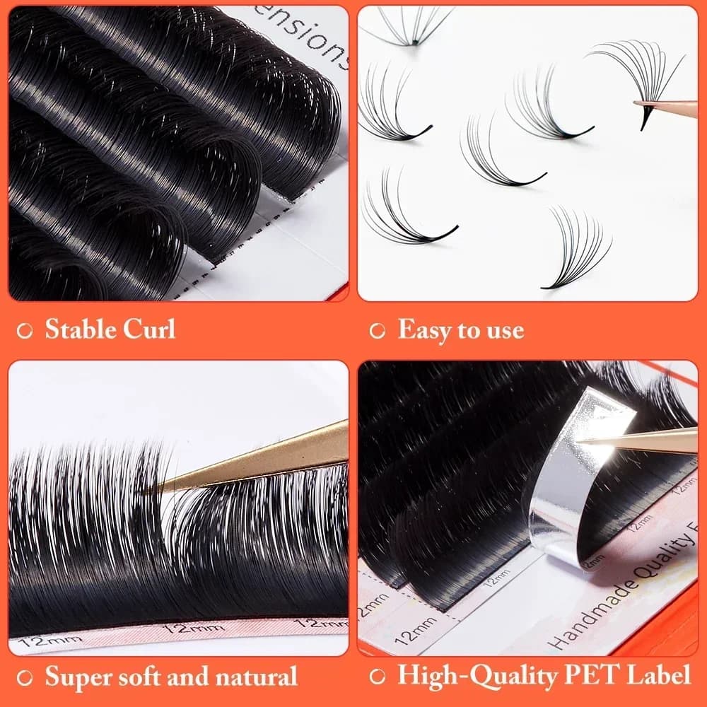 Super Matte Mega Volume D Curl Easy Fan Lashes 8-15mm
