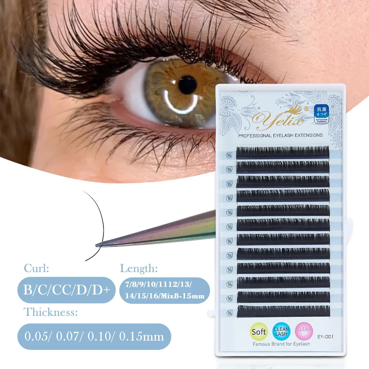 Black Classic Individual Silk Eyelash Extensions 12 Rows
