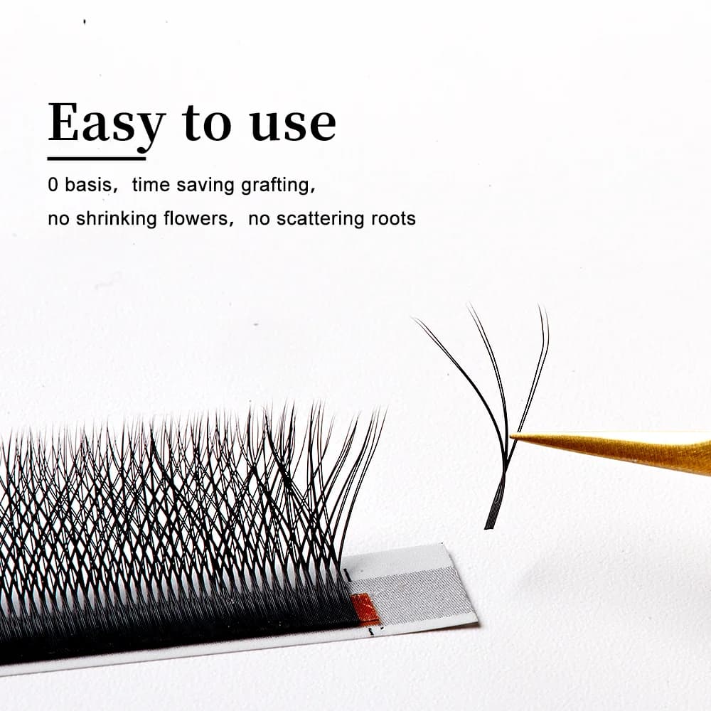 Double Tip 3D W Shape Automatic Flowering Premade Lashes