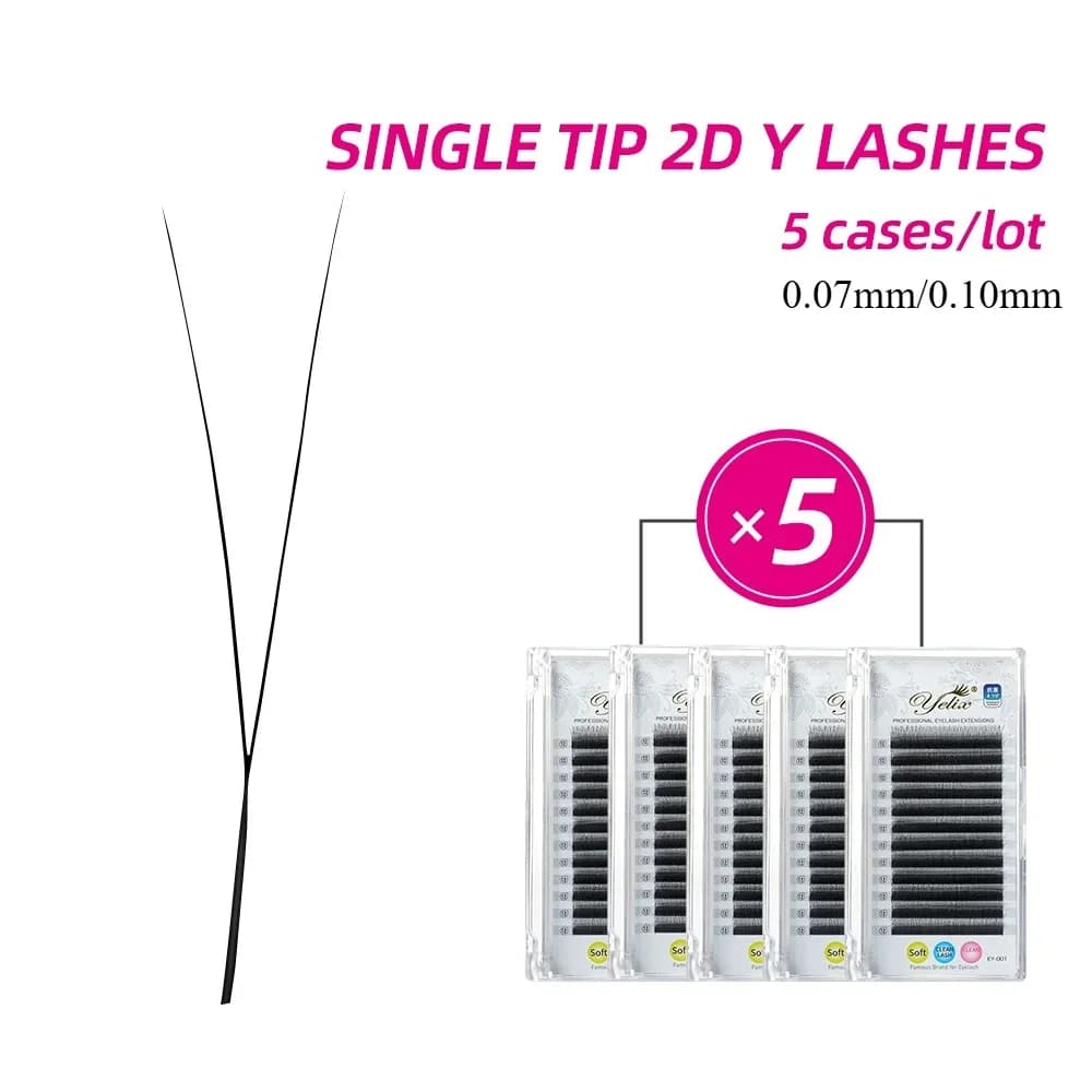 2D Y Lash Extensions, 5 Cases, High Density Mesh Net