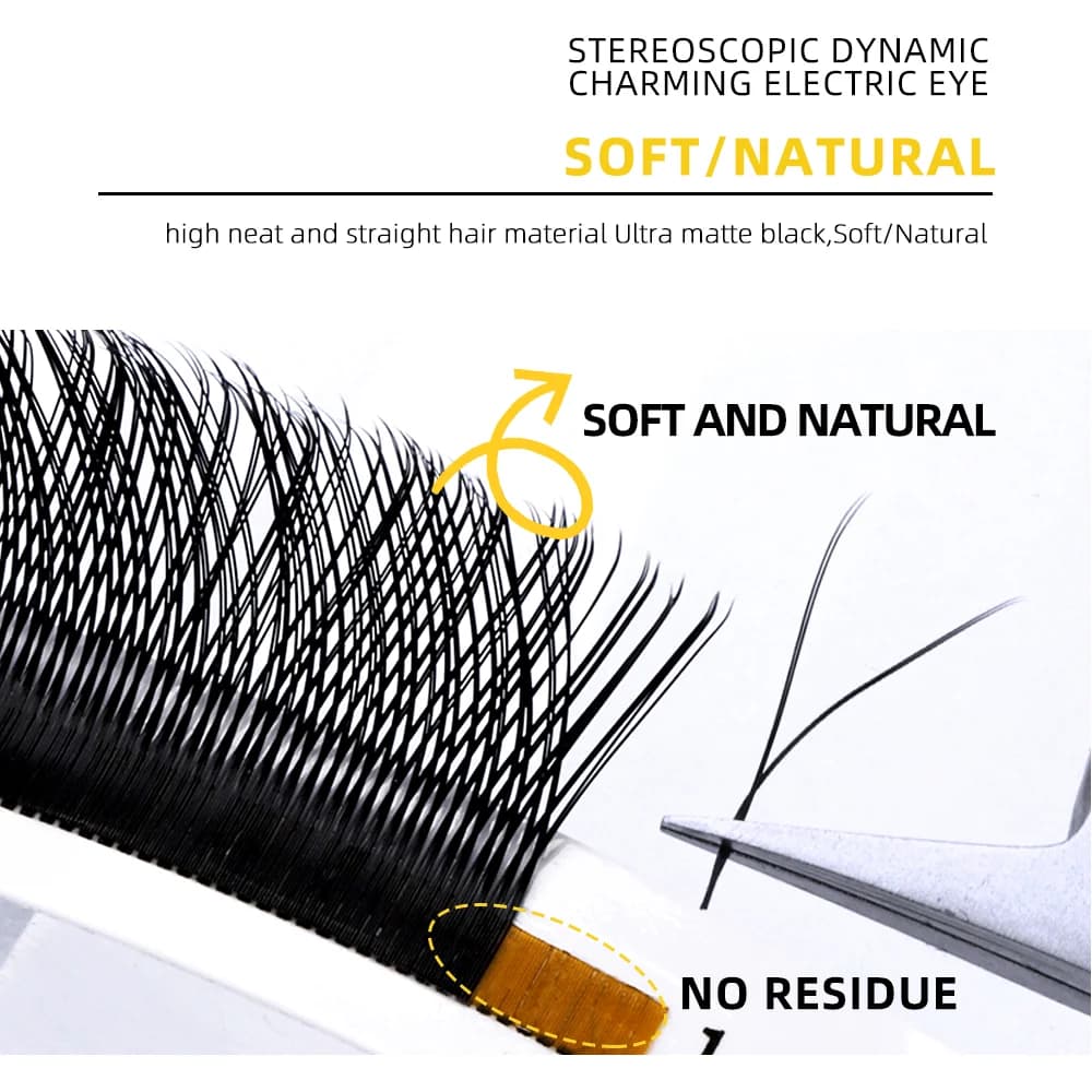 YY Shaped 2D Premade Volume Fan Eyelash Extensions, 8-15mm