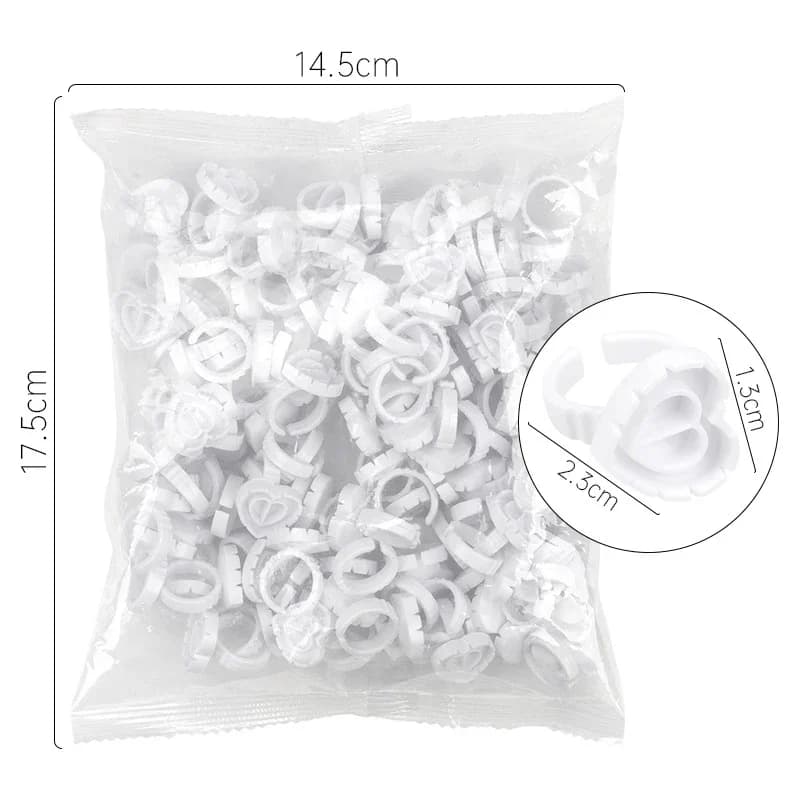 100 Pcs Disposable Glue Ring Holders for Lash Extensions