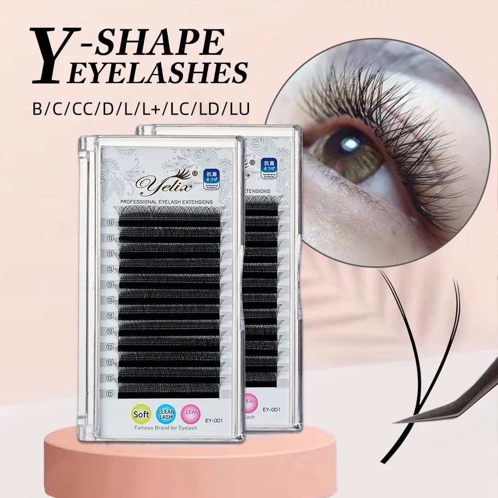 Y Shape Two Tip Volume Fan Eyelash Extensions 7-17mm