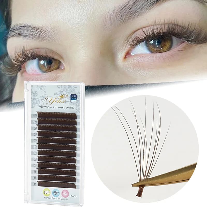 Dark Brown Easy Fan Eyelash Extensions C/D Curl 8-15mm