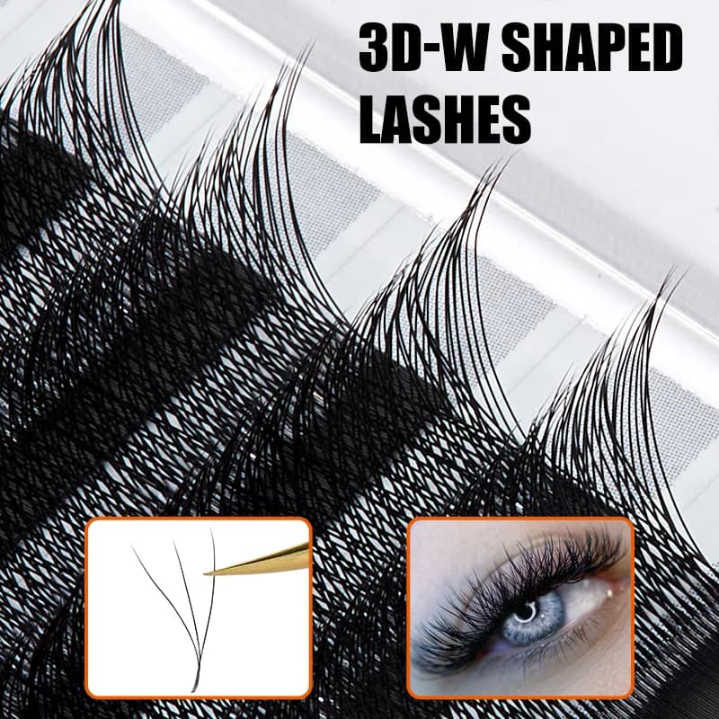 3D W Shape Premade Volume Fan Eyelash Clusters